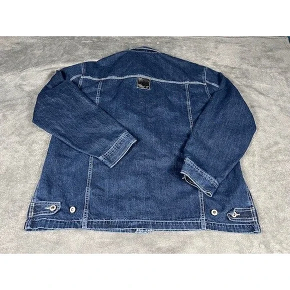 Vtg US Polo Assn Denim Blue Jean Jacket Front Pockets Trucker Mens L - Picture 10 of 12